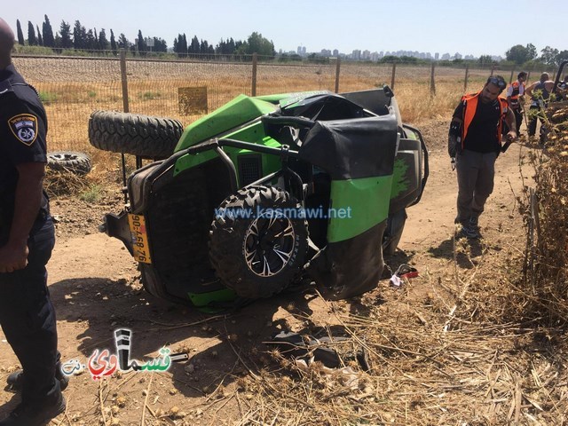  كفرقاسم - فيديو: حادث طرق ذاتي خطير  في مدخل  افيك واصابة شخصين بإصابات بالغة الخطورة بعد انقلاب تراكتور